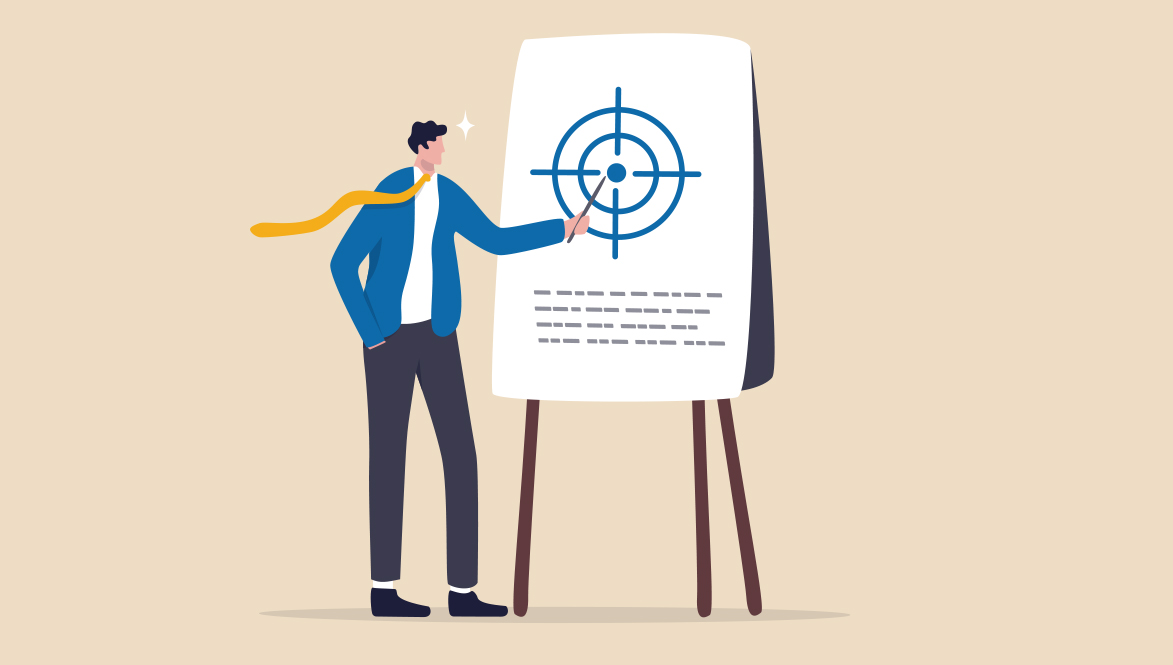 Illustration of man with target scope